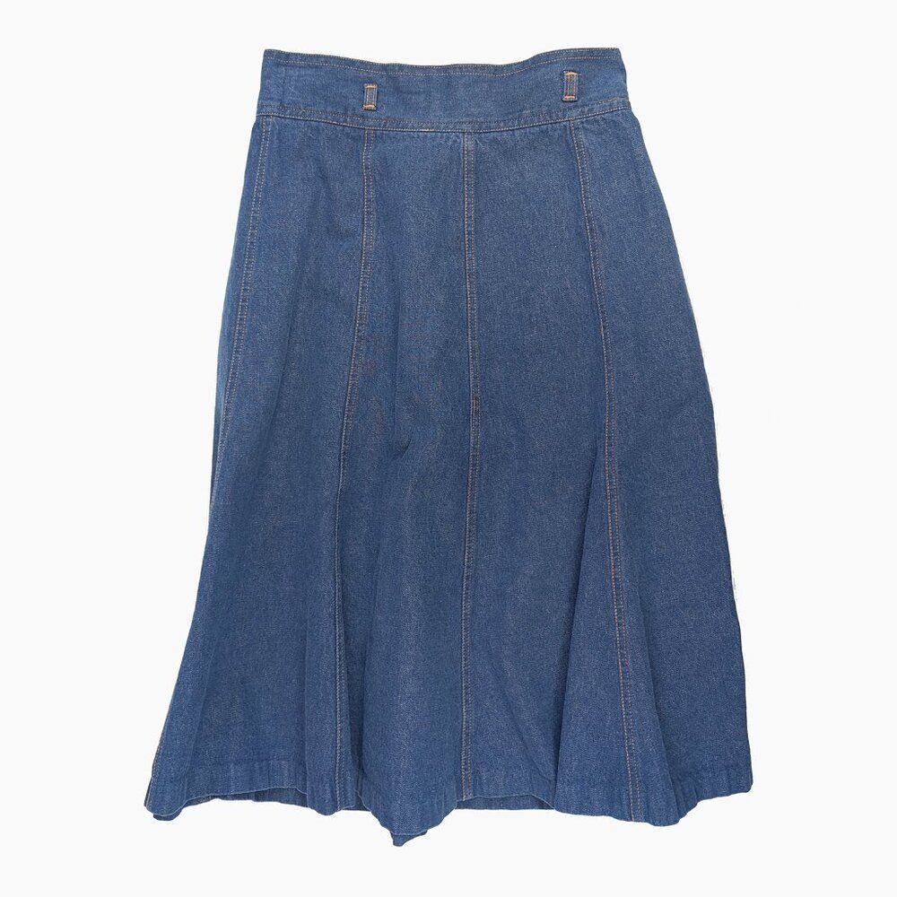 Vintage 70s High Waisted Denim A-Line Skirt Size 13 Flared Boho Festival